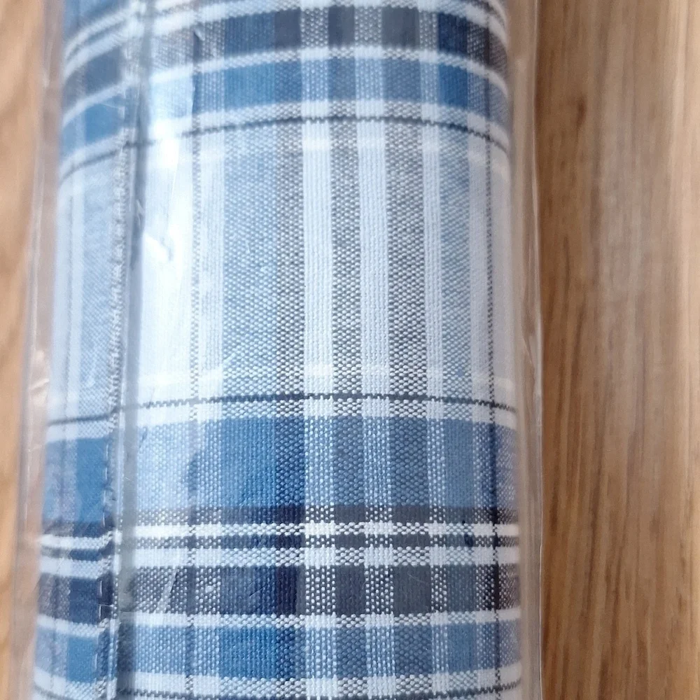 Urban Villa Blue and White Plaid Table Runner 14x72 Cotton